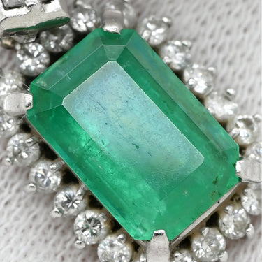 ノンブランド NON BRAND エメラルド ダイヤ エメラルドグリーン×プラチナシルバー Pt900 エメラルド ダイヤモンド ペンダントトップ 緑 ネックレストップ エメラルドカット スクエア プラチナム