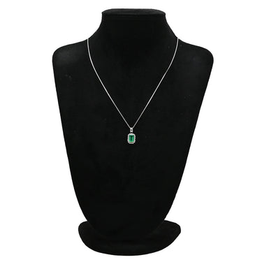 ノンブランド NON BRAND エメラルド ダイヤ エメラルドグリーン×プラチナシルバー Pt900 エメラルド ダイヤモンド ペンダントトップ 緑 ネックレストップ エメラルドカット スクエア プラチナム