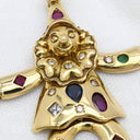 ノンブランド NON BRAND イエローゴールド×マルチカラー K18YG ダイヤモンド サファイア ルビー エメラルド ペンダントトップ Au750 18K 18金 ダイヤ マルチストーン ダンシングピエロモチーフ アンティーク