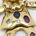 ノンブランド NON BRAND イエローゴールド×マルチカラー K18YG ダイヤモンド サファイア ルビー エメラルド ペンダントトップ Au750 18K 18金 ダイヤ マルチストーン ダンシングピエロモチーフ アンティーク