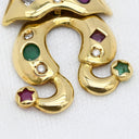 ノンブランド NON BRAND イエローゴールド×マルチカラー K18YG ダイヤモンド サファイア ルビー エメラルド ペンダントトップ Au750 18K 18金 ダイヤ マルチストーン ダンシングピエロモチーフ アンティーク