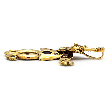 ノンブランド NON BRAND イエローゴールド×マルチカラー K18YG ダイヤモンド サファイア ルビー エメラルド ペンダントトップ Au750 18K 18金 ダイヤ マルチストーン ダンシングピエロモチーフ アンティーク