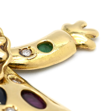 ノンブランド NON BRAND イエローゴールド×マルチカラー K18YG ダイヤモンド サファイア ルビー エメラルド ペンダントトップ Au750 18K 18金 ダイヤ マルチストーン ダンシングピエロモチーフ アンティーク