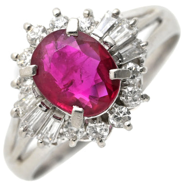 ノンブランド NON BRAND ルビー ダイヤリング プラチナシルバー Pt850 ルビー ダイヤモンド リング 指輪 レッド 赤 11号