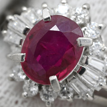 ノンブランド NON BRAND ルビー ダイヤリング プラチナシルバー Pt850 ルビー ダイヤモンド リング 指輪 レッド 赤 11号