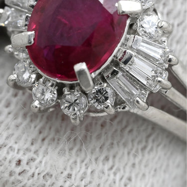 ノンブランド NON BRAND ルビー ダイヤリング プラチナシルバー Pt850 ルビー ダイヤモンド リング 指輪 レッド 赤 11号