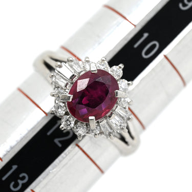 ノンブランド NON BRAND ルビー ダイヤリング プラチナシルバー Pt850 ルビー ダイヤモンド リング 指輪 レッド 赤 11号