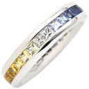 ノンブランド NON BRAND サファイアリング ホワイトゴールド×イエロー×ブルー×ホワイト K18WG サファイア リング 指輪 Au750 18K 18金 イエロー ブルー ホワイト カラーストーン 11号