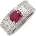 ノンブランド NON BRAND ルビー ダイヤ リング レッド×プラチナシルバー Pt900 ルビー ダイヤモンド リング 指輪 赤 プラチナム マット加工 つや消し 天然石 11号