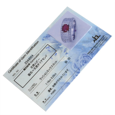 ノンブランド NON BRAND ルビー ダイヤ リング レッド×プラチナシルバー Pt900 ルビー ダイヤモンド リング 指輪 赤 プラチナム マット加工 つや消し 天然石 11号