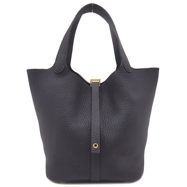 エルメス HERMES ピコタンロックMM キャバン トリヨンクレマンス ハンドバッグ ゴールド金具 濃紺