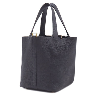 エルメス HERMES ピコタンロックMM キャバン トリヨンクレマンス ハンドバッグ ゴールド金具 濃紺