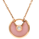 カルティエ Cartier アミュレット ドゥ カルティエ ピンク×ピンクゴールド K18PG ダイヤモンド ピンクオパール ネックレス 1P 1石 1粒 ダイヤ ピンクオパール ローズ