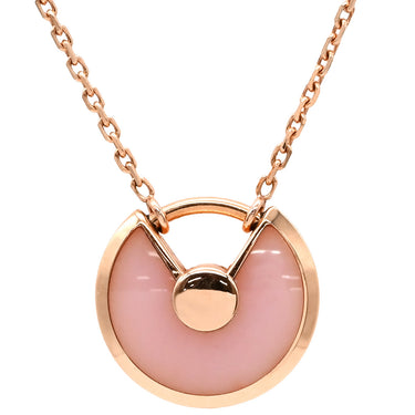 カルティエ Cartier アミュレット ドゥ カルティエ ピンク×ピンクゴールド K18PG ダイヤモンド ピンクオパール ネックレス 1P 1石 1粒 ダイヤ ピンクオパール ローズ