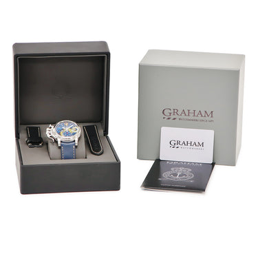 腕時計 グラハム GRAHAM クロノファイター ヴィンテージ ノーズアート ドラゴン 2CVAS.U16A 自動巻き メンズ 新品同様 ブルー 限定