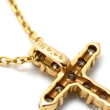 ノンブランド NON BRAND ダイヤ クロスペンダント イエローゴールド K18YG ダイヤモンド ネックレス 十字架 11石 11P