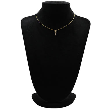 ノンブランド NON BRAND ダイヤ クロスペンダント イエローゴールド K18YG ダイヤモンド ネックレス 十字架 11石 11P