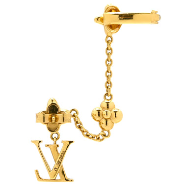 ルイヴィトン LOUIS VUITTON LV フローラグラム M01026 ホワイト×ゴールド メタル フェイクパール ピアス ゴールド金具 片耳用 イヤーカフ モノグラムフラワー