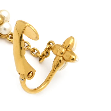 ルイヴィトン LOUIS VUITTON LV フローラグラム M01026 ホワイト×ゴールド メタル フェイクパール ピアス ゴールド金具 片耳用 イヤーカフ モノグラムフラワー