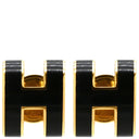 エルメス HERMES ポップアッシュ Hピアス ブラックXゴールド GP エナメル ピアス ゴールド金具 H型