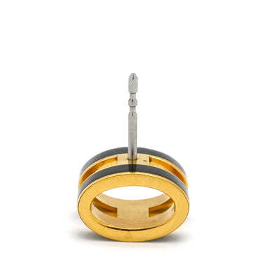 エルメス HERMES ポップアッシュ Hピアス ブラックXゴールド GP エナメル ピアス ゴールド金具 H型