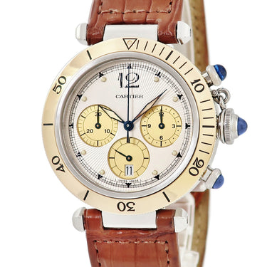 腕時計 カルティエ Cartier パシャ ドゥ カルティエ プロンジャー クロノグラフ 38mm W3101155 クオーツ メンズ K18YG×SS コンビ