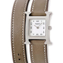 腕時計 エルメス HERMES Hウォッチ HH1.210 クオーツ レディース H型 シルバー ギヨシェ アラビア スクエア