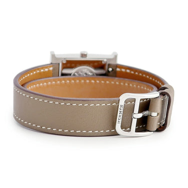 腕時計 エルメス HERMES Hウォッチ HH1.210 クオーツ レディース H型 シルバー ギヨシェ アラビア スクエア