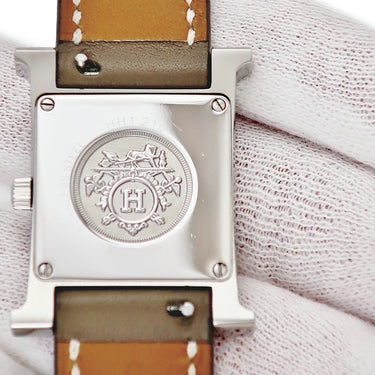 腕時計 エルメス HERMES Hウォッチ HH1.210 クオーツ レディース H型 シルバー ギヨシェ アラビア スクエア
