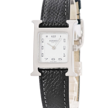 腕時計 エルメス HERMES Hウォッチ PM HH1.210 クオーツ レディース H型 ホワイト ギヨシェ アラビア スクエア