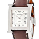 腕時計 エルメス HERMES Hウォッチ TGM HH2.810 自動巻き メンズ H型 デイト シルバー ギヨシェ アラビア 3針