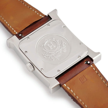 腕時計 エルメス HERMES Hウォッチ TGM HH2.810 自動巻き メンズ H型 デイト シルバー ギヨシェ アラビア 3針