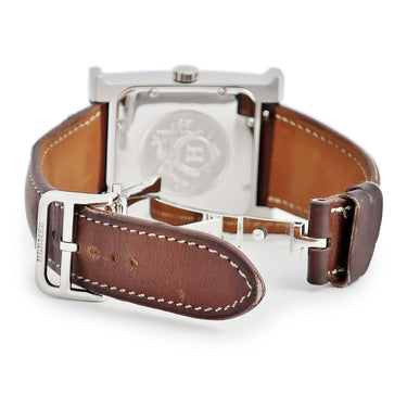 腕時計 エルメス HERMES Hウォッチ TGM HH2.810 自動巻き メンズ H型 デイト シルバー ギヨシェ アラビア 3針