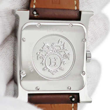 腕時計 エルメス HERMES Hウォッチ TGM HH2.810 自動巻き メンズ H型 デイト シルバー ギヨシェ アラビア 3針