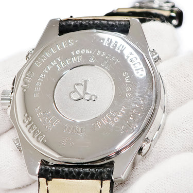 腕時計 ジェイコブ JACOB&CO ファイブタイムゾーン JC-1D クオーツ メンズ ギョウシェ シルバー GMT デイト