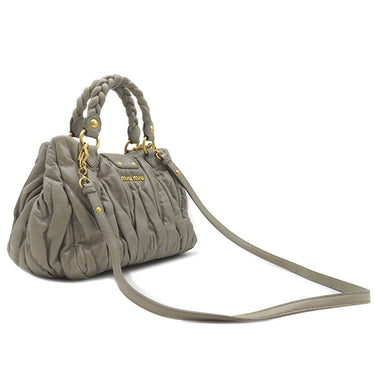 ミュウミュウ MIU MIU マテラッセ ハンドバッグ グレー レザー 2WAYバッグ ゴールド金具 ショルダー 斜め掛け