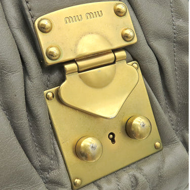 ミュウミュウ MIU MIU マテラッセ ハンドバッグ グレー レザー 2WAYバッグ ゴールド金具 ショルダー 斜め掛け