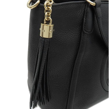 グッチ GUCCI ソーホー インターロッキングG 369176 ブラック レザー 2WAYバッグ シャンパンゴールド金具 黒 タッセル フリンジ