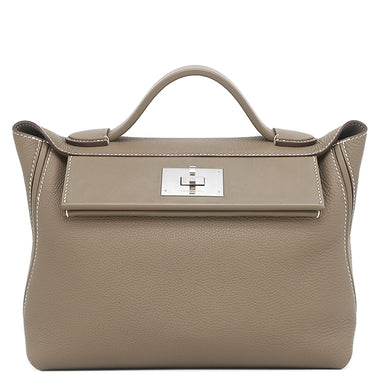 エルメス HERMES サック ヴァンキャトル 24/24 エトゥープ トゴ スイフト 2WAYバッグ シルバー金具 グレージュ ショルダー