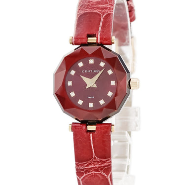 腕時計 センチュリー CENTURY プライムタイム PRIME TIME 610.9.S.97.70.CFK クオーツ レディース OH済 K18RG無垢 純正ダイヤ 赤