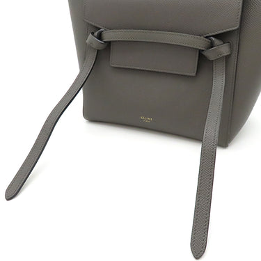 セリーヌ CELINE ベルトバッグ ナノ グレー カーフ 2WAYバッグ ゴールド金具 ハンドバッグ ショルダー
