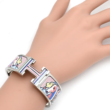エルメス HERMES クリッククラックH PM ペガサス ポップ アルバムビス メタル エナメル ブレスレット シルバー金具 Hブレス Pegase Pop