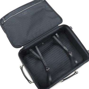 プラダ PRADA 三角ロゴ キャリーケース ネイビー ナイロン レザー キャリーバッグ シルバー金具 紺 スーツケース パドロック欠品