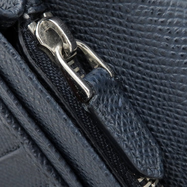 ブルガリ BVLGARI ブルガリブルガリ マン ネイビー レザー 長財布 シルバー金具 紺 二つ折り