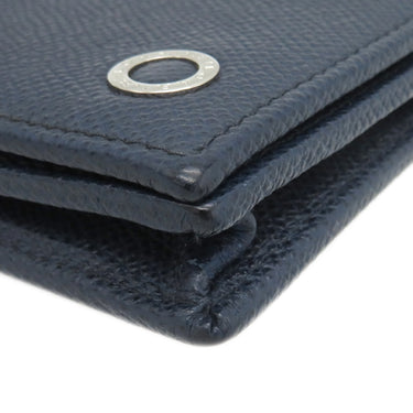 ブルガリ BVLGARI ブルガリブルガリ マン ネイビー レザー 長財布 シルバー金具 紺 二つ折り