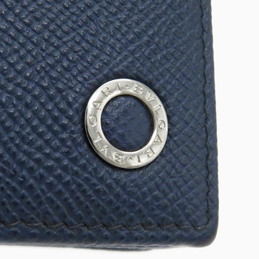 ブルガリ BVLGARI ブルガリブルガリ マン ネイビー レザー 長財布 シルバー金具 紺 二つ折り