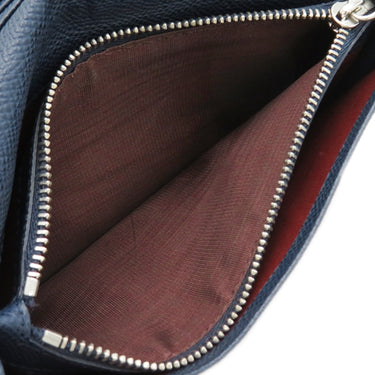 ブルガリ BVLGARI ブルガリブルガリ マン ネイビー レザー 長財布 シルバー金具 紺 二つ折り