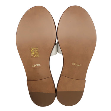 セリーヌ CELINE トリオンフ サンダル ホワイト カーフ 37 ミュール ゴールド金具 白 スリッポン スリッパ 靴