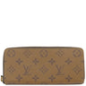 ルイヴィトン LOUIS VUITTON ポルトフォイユ クレマンス M82336 モノグラムリバース モノグラムキャンバス モノグラムリバースキャンバス 長財布 シルバー金具 茶 ベージュ ラウンドジップ