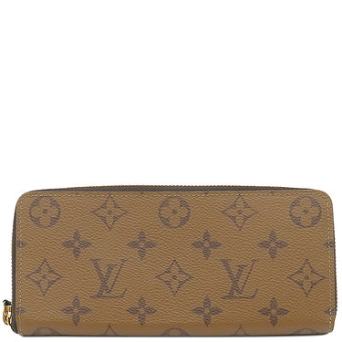 ルイヴィトン LOUIS VUITTON ポルトフォイユ クレマンス M82336 モノグラムリバース モノグラムキャンバス モノグラムリバースキャンバス 長財布 シルバー金具 茶 ベージュ ラウンドジップ
